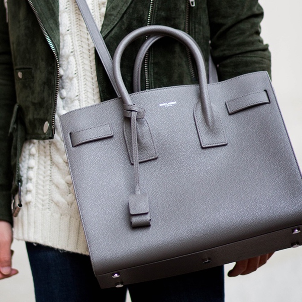 Saint Laurent Sac de Jour Tote Bag in Fog